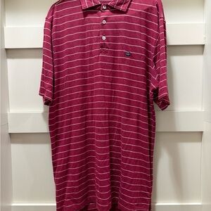 Men's southern marsh red and white Striped Polo Shirt